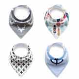 Baby Dreieckstuch Lätzchen Spucktuch 4er Pack für Jungen, Einstellbar Weiche Baumwolle Kerchief mit Druckknöpfen