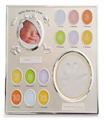 Baby Fotorahmen Bilderrahmen „Mein erstes Jahr“ Babygalerie mit Gipsabdruck