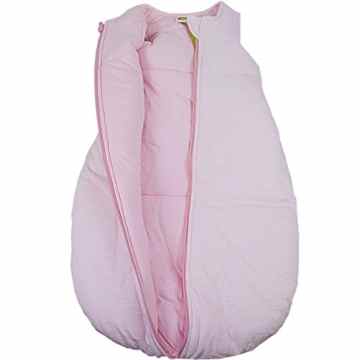 Baby + Kleinkind Schlafsack Ringelstreifen hellrosa, wattiert + warm gefüttert für kühlere Tage, 4-Jahreszeiten-Baumwolle
