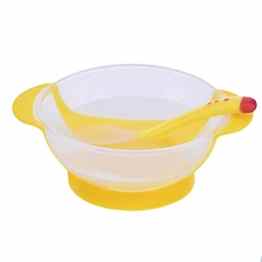 Baby-Sauger Schüssel, mit den Temperaturmesslöffel Sauger Schüssel Klagen, Baby Kind Ausbildung Schüssel,BPA frei, Blau