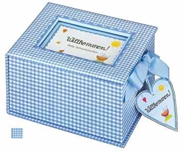Baby-Schatzkästchen „Willkommen!“ (hellblau)
