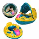 Baby Schwimmhilfen Schwimmen Ring mit Sonnendach 0-3 Jahre Aufblasbares Kinderboot für Wasserspaß Familienspaß in See Schwimmbad umweltfreundlich PVC