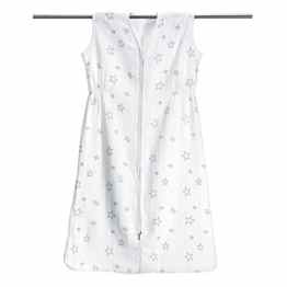 Baby Sommer Schlafsack – Sterne Grau aus 100% Baumwolle Musselin | Größe 90 cm (ca. 6-18 Monate) | besonders atmungsaktiv & schadstoffgeprüft | Sommerschlafsack, Schlafsack Baby Sommer)