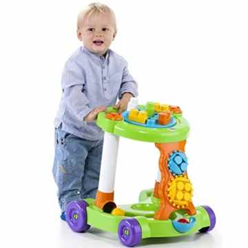 Baby Walker mit Bausteine und Spilaktivitöten für Babys ab 12 Monaten – Lauflernwagen Lauflernhilfe Baby Lauflerner Spielzeug Spielcenter