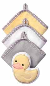 Baby-Waschlappen mit Schwamm – Set 3-teilig aud Velour 100% Baumwolle 7311