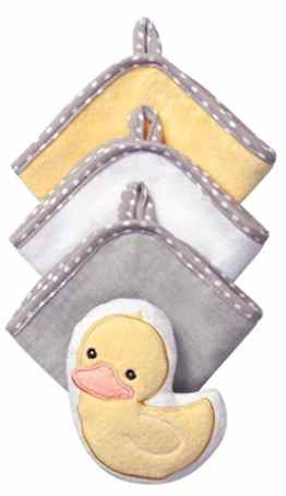 Baby-Waschlappen mit Schwamm – Set 3-teilig aud Velour 100% Baumwolle 7311