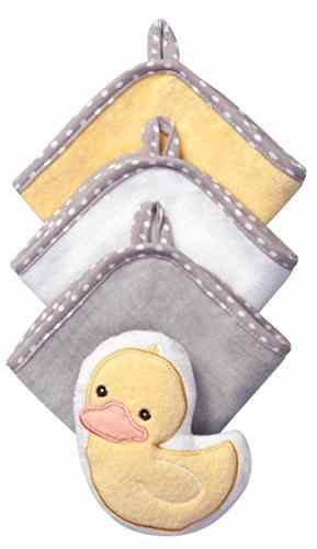 Baby-Waschlappen mit Schwamm – Set 3-teilig aud Velour 100% Baumwolle 7311