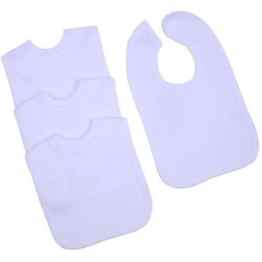 BabyPrem Packung mit 4 weißen Baumwollklettlätzchen Baby Lätzchen
