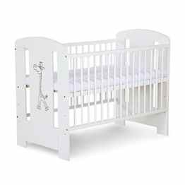 Babybett „Safari Giraffe“ 120×60 cm. – weiß mit Latenrost und Matratze
