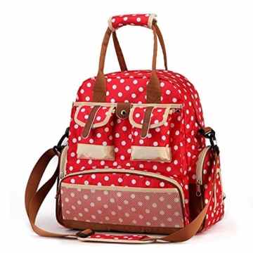 Babyhugs® 5 x Fashion Mama 4-Wege-wickeln Windel Rucksack Tasche – Rot mit Weiß Punkt Polka Dots