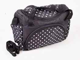 Babys-Dreams Wickeltasche für Kinderwagen Kinderwagentasche SCHWARZ KLEINE WEISSE PUNKTE + Wickelunterlage