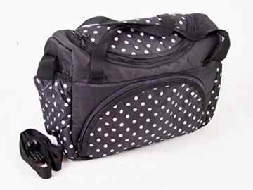 Babys-Dreams Wickeltasche für Kinderwagen Kinderwagentasche SCHWARZ KLEINE WEISSE PUNKTE + Wickelunterlage