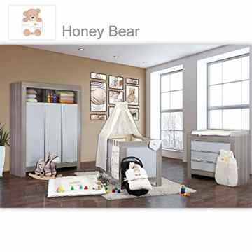 Babyzimmer Felix in akaziengrau 21 tlg. mit 3 türigem Kl. + Honey Bear in Beige
