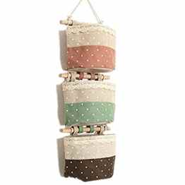 Baumwollspitze Stoff Dot Wasserdicht Bad Kleinbeträge Aufbewahrungstasche Finishing 3-Taschen Gadget Pouch Organizer Wandtasche Faltbar Tasche 12*14CM