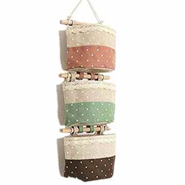 Baumwollspitze Stoff Dot Wasserdicht Bad Kleinbeträge Aufbewahrungstasche Finishing 3-Taschen Gadget Pouch Organizer Wandtasche Faltbar Tasche 12*14CM