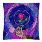 Beauty And The Beast Stained Glass Custom Zippred Cushion Cover Pillowcase 18×18(Two sides)