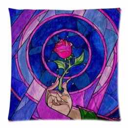 Beauty And The Beast Stained Glass Custom Zippred Cushion Cover Pillowcase 18×18(Two sides)