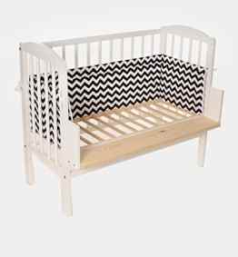 Beistellbett Maria 90x40cm weiß inkl. Nest Zick Zack/schwarz weiß
