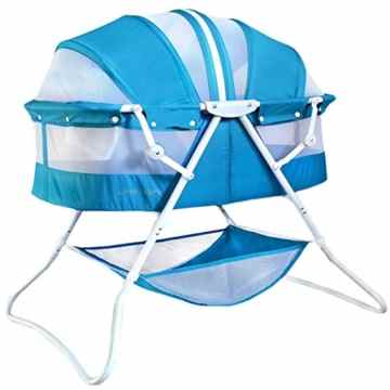 Beistellbett Reisebett Komfort Reisebett Little World flach klappbar Sichtfenster Aufbewahrungsnetz Babybett inklusive Matratze und 3-Positionshaube dreifach einstellbar Insektenschutz Türkis