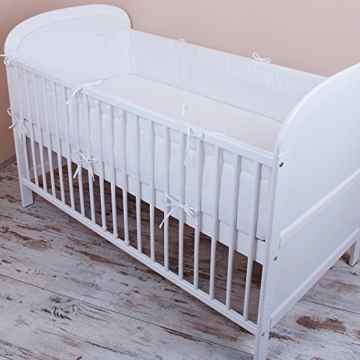 Bettumrandung Nest Kopfschutz Nestchen 420x30cm, 360x30cm, 180×30 cm Bettnestchen Baby Kantenschutz Bettausstattung Einfarbig- weiß
