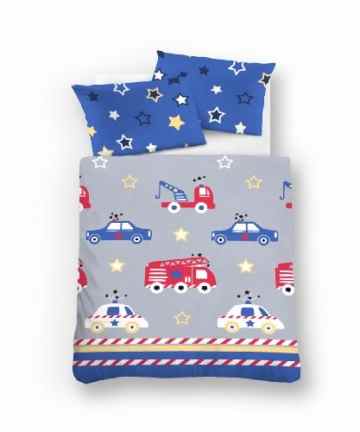 Bettwäsche Baumwolle Biber Feinbiber Baby Polizei Feuerwehr 2 tlg. ca. 100 x 135 cm + 40 x 60 cm