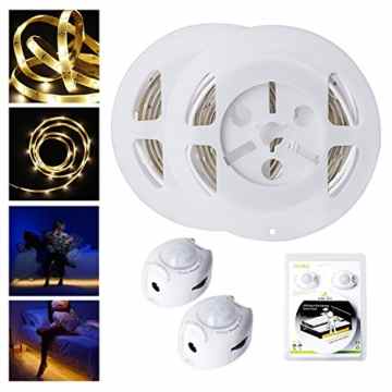 Bewegung aktiviert Bett Licht, ALED LIGHT Flexible LED Streifenlicht, Auto Ein/Aus Bewegungsmelder Nachttischlampe, Bewegung aktivierte LED-Lichtleiste (1.2M *2 Warmweiß)