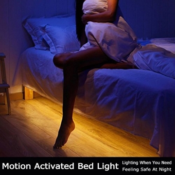 Bewegung aktiviert Bett Licht, GOCHANGE Flexible LED Streifenlicht, Auto Ein/Aus Bewegungsmelder Nachttischlampe, Bewegung aktivierte LED-Lichtleiste（Ein Sensor Kit）