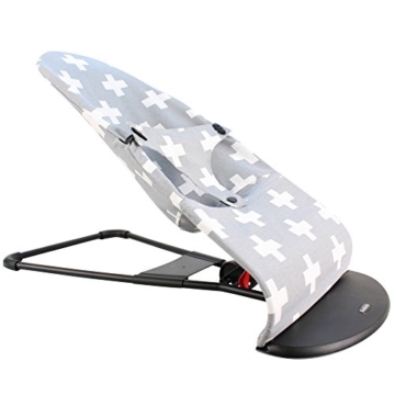 Bezug bei Ukje für Babywippe BabyBjörn Balance 1-2-3 (die alte Ausführung der BabyBjörn Babywippe) – BEIDSEITIG BRAUCHBAR – Grau mit weissen Kreuzen ♥♥♥