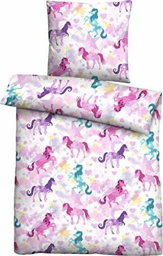 Biberna Bettwäsche Linon rosa/pink/lila/türkis Größe 100×135 cm (40×60 cm)