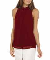 Bigood Elegante Damen Sommer Chiffon Ärmellos Sommershirts T-Shirts Oberteil Hemd Blusen