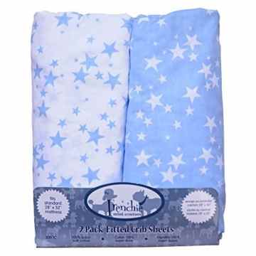 Blue Stars 2er Pack Spannbettlaken Kinderbett Blatt (70 x 140 x 20 cm)