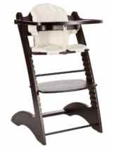 Bomi Kinderhochstuhl inkl. Tisch, Sitzverkleinerer und Sicherheitsbügel – Mitwachsender Hochstuhl aus Holz – ab 6 Monate – Modell „Linda“ Holzfarbe „Kolonial“