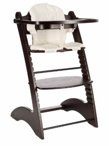 Bomi Kinderhochstuhl inkl. Tisch, Sitzverkleinerer und Sicherheitsbügel – Mitwachsender Hochstuhl aus Holz – ab 6 Monate – Modell „Linda“ Holzfarbe „Kolonial“