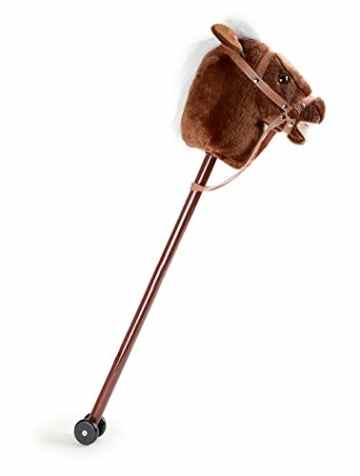 Checklife 901180 Steckenpferd Donner weißer Mähne + Sound Reitpferd Holzpferd