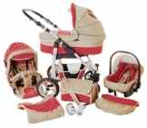 Chilly Kids Dino 3 in 1 Kinderwagen Set (Autosit & Adapter, Regenschutz, Moskitonetz, Schwenkräder)