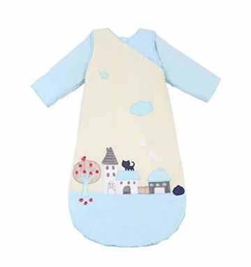 Chilsuessy Baby Sommer Schlafsack mit abnehmbar Langarm 0.5 Tog 100% Baumwolle Blaue Katze