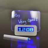 Creative-USB / batteriebetriebene Message Board Alarm Clock Table Clock LED-Blaulicht Clock Fluorescent Message Board Wecker-Digital-Kalender Tischuhr mit drei Gruppen von Alarm und Snooze-Funktion (Blaues Licht)