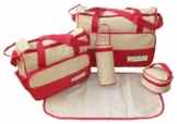 DAS ORIGINAL BOMIO® 5teiliges Baby Wickeltaschen-Set mit viel Stauraum „Rot“
