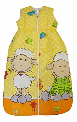 DAS ORIGINAL BOMIO® Baby Sommer-Schlafsack „Schäfchen (Gelb)“, Öko-Tex Standard 100, Größen von „70 cm bis 110 cm“
