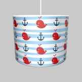 Dannenfelser Hängelampe Hängeleuchte Motiv maritim ANKER WAL Unterwasserwelt Durchmesser 35cm inkl. Kabel und Fassung weiß 14493