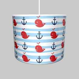 Dannenfelser Hängelampe Hängeleuchte Motiv maritim ANKER WAL Unterwasserwelt Durchmesser 35cm inkl. Kabel und Fassung weiß 14493