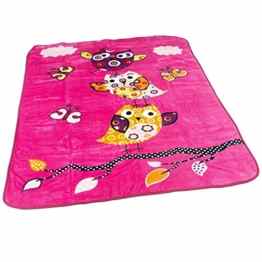 Decke Kinderdecken Niedliche Eulen Pink Fuchsia Kuscheldecke Spieldecke, Grösse:155×215 cm