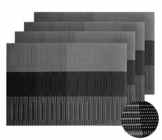 Deconovo Platzdeckchen Abwaschbar Platzdeckchen Stoff Tischmatten Kunststoff 30×45 cm Schwarz Grau 4er set