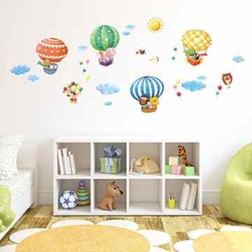 Decowall DA-1406B Tiere Heißluftballons Wandsticker Wandaufkleber Wandtattoo Kinderzimmer