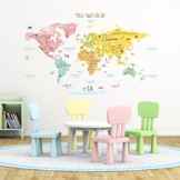 Decowall DMT-1306 Farben Frohe Weltkarte Wandsticker Wandaufkleber Wandtattoo Kinderzimmer (Groß)
