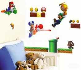 Decus 1 Bl. Super Mario Bros Für Raumdekor entfernbare wiederverwendbare Wandsticker Kinderzimmer Kindergarten Schlafzimmer Kunst Abziehbilder Wandtattoo toller Wandsticker 70cm x 50cm