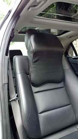 Deluxe Echtes Leder Komfortable Starke unterstützende Auto Kopf / Nacken Kissen (Schwarz)