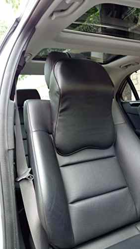 Deluxe Echtes Leder Komfortable Starke unterstützende Auto Kopf / Nacken Kissen (Schwarz)