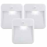 Denknova® Batteriebetriebene LED Nachtlicht mit Bewegungsmelder und Helligkeitssensor + Wandhalterung-Vorrichtung (3er Pack)