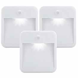 Denknova® Batteriebetriebene LED Nachtlicht mit Bewegungsmelder und Helligkeitssensor + Wandhalterung-Vorrichtung (3er Pack)